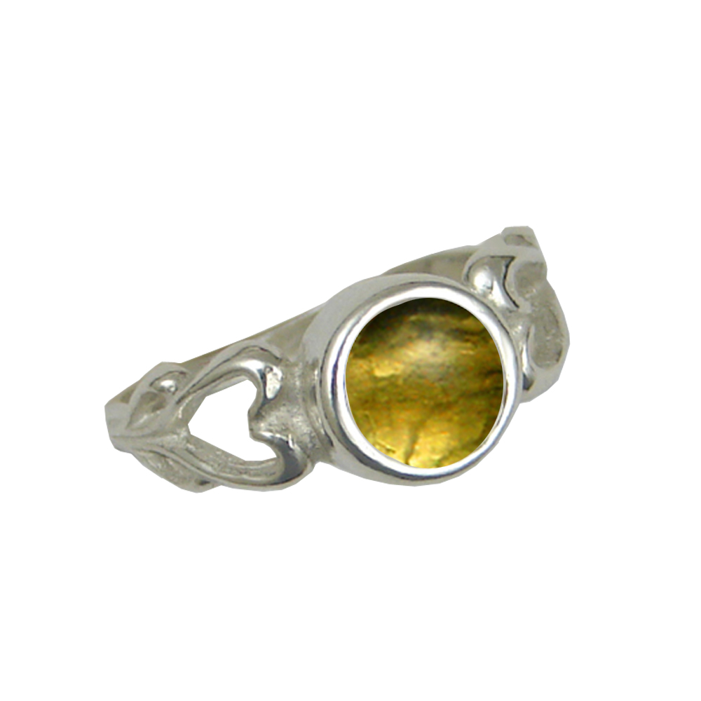 Sterling Silver When Two Hearts Are One Ring With Citrine Size 9